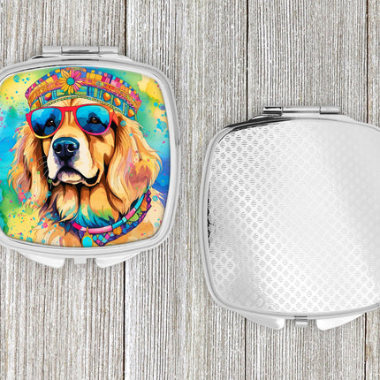 Golden Retriever Hippie Dawg Compact Mirror