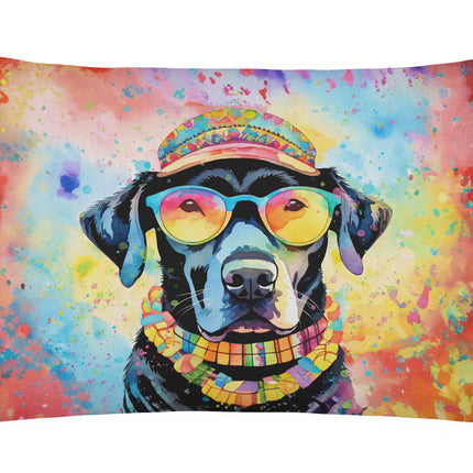 Black Labrador Hippie Dawg Throw Pillow