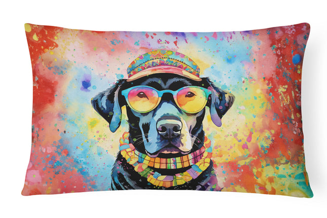 Black Labrador Hippie Dawg Throw Pillow