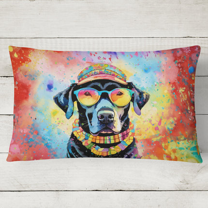 Black Labrador Hippie Dawg Throw Pillow
