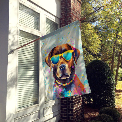 Chocolate Labrador Hippie Dawg House Flag