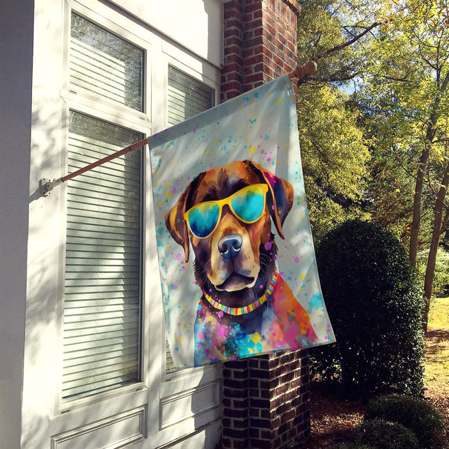Chocolate Labrador Hippie Dawg House Flag