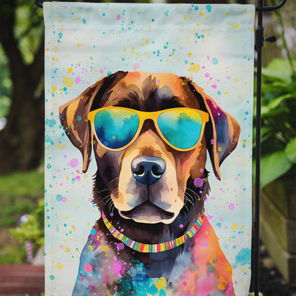 Chocolate Labrador Hippie Dawg Garden Flag