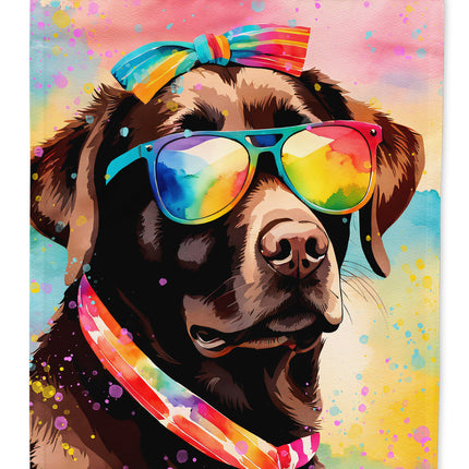 Chocolate Labrador Hippie Dawg House Flag