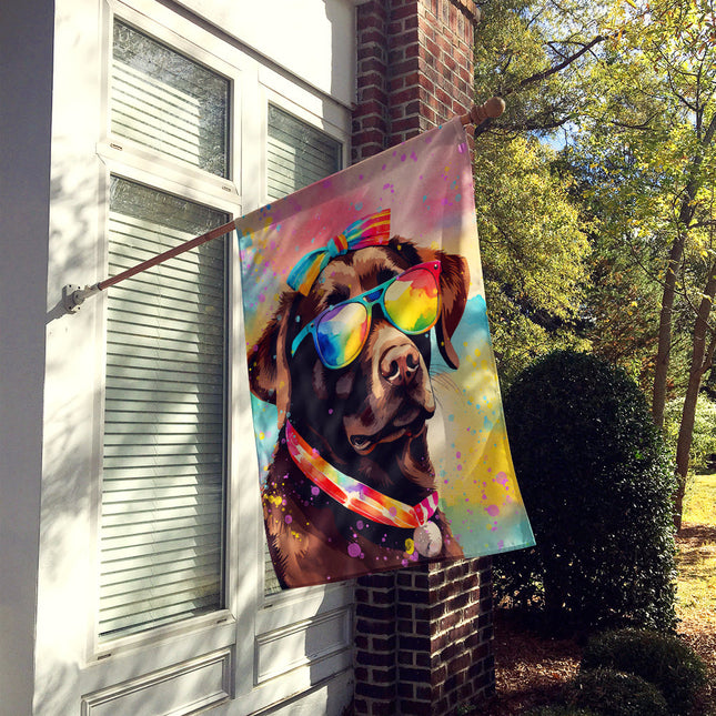 Chocolate Labrador Hippie Dawg House Flag