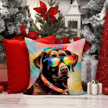Chocolate Labrador Hippie Dawg Throw Pillow