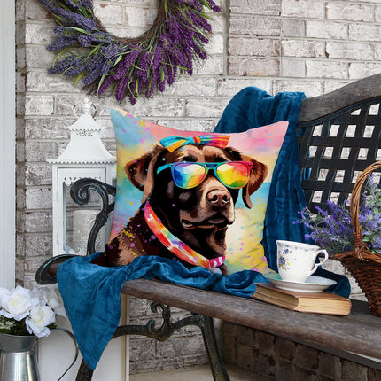Chocolate Labrador Hippie Dawg Throw Pillow