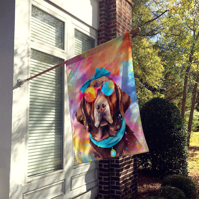 Chocolate Labrador Hippie Dawg House Flag