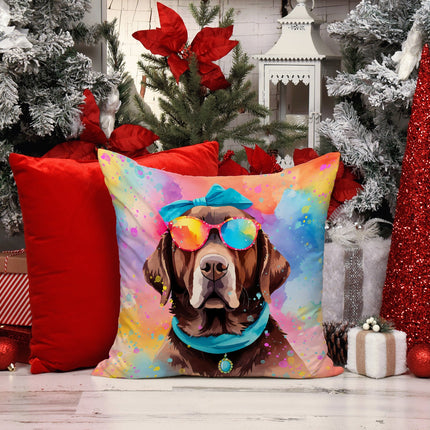Chocolate Labrador Hippie Dawg Throw Pillow
