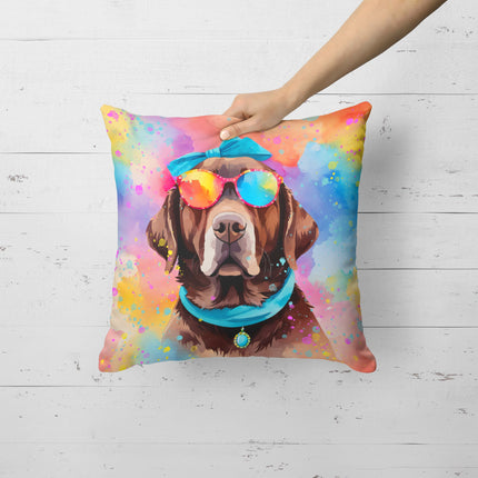 Chocolate Labrador Hippie Dawg Throw Pillow