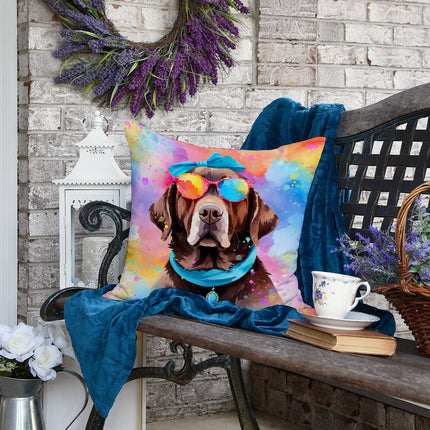 Chocolate Labrador Hippie Dawg Throw Pillow