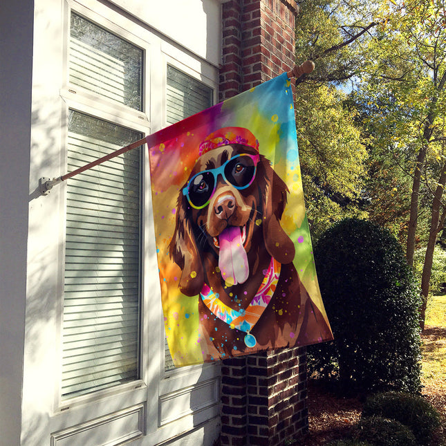 Chocolate Labrador Hippie Dawg House Flag