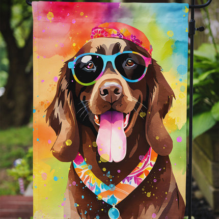 Chocolate Labrador Hippie Dawg Garden Flag
