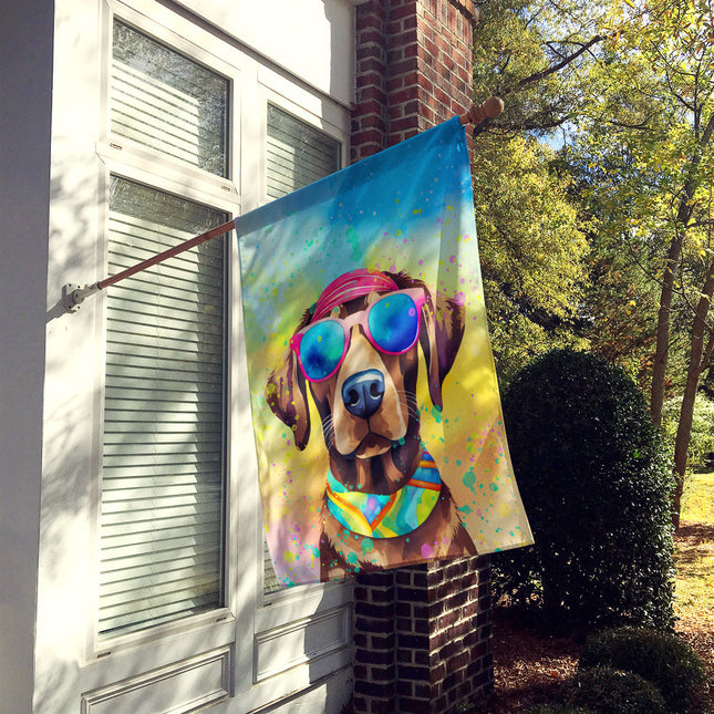 Chocolate Labrador Hippie Dawg House Flag
