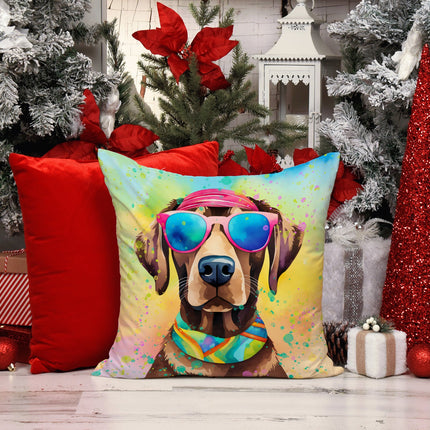 Chocolate Labrador Hippie Dawg Throw Pillow