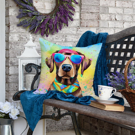 Chocolate Labrador Hippie Dawg Throw Pillow