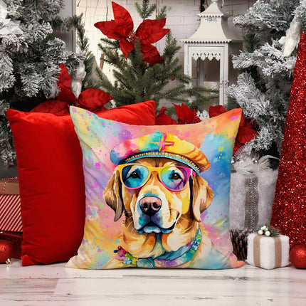 Yellow Labrador Hippie Dawg Throw Pillow