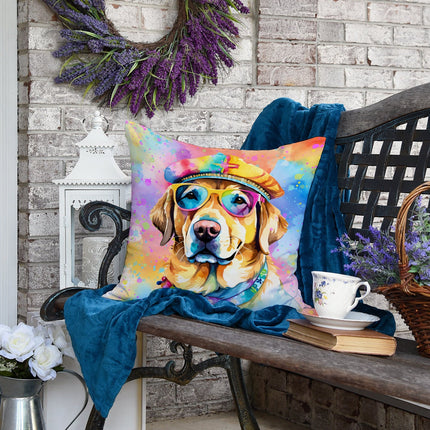 Yellow Labrador Hippie Dawg Throw Pillow