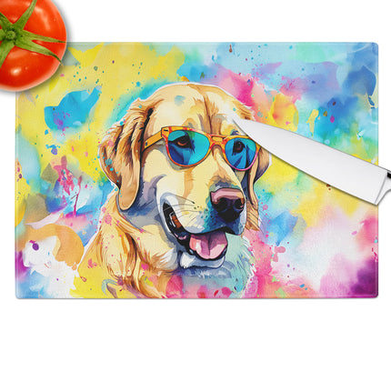 Yellow Labrador Hippie Dawg Glass Cutting Board