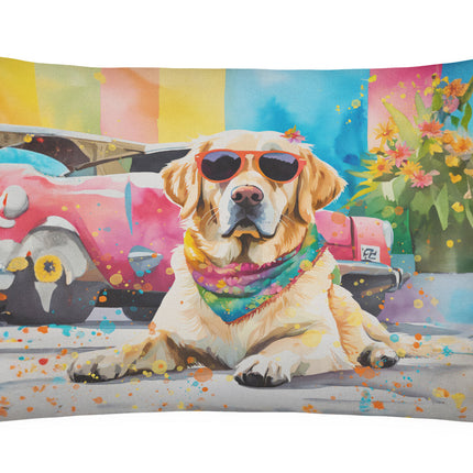 Yellow Labrador Hippie Dawg Throw Pillow