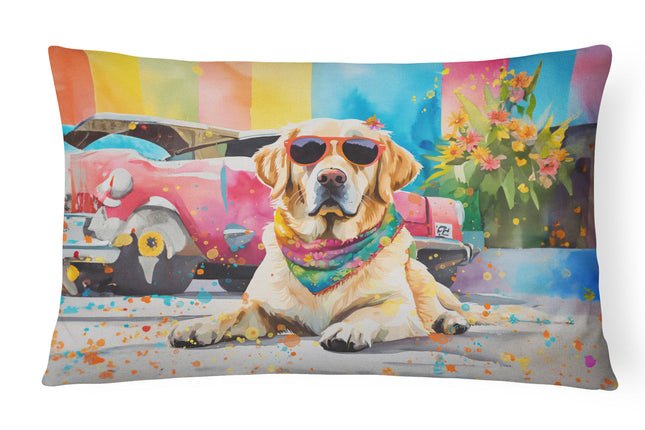 Yellow Labrador Hippie Dawg Throw Pillow