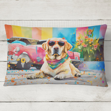 Yellow Labrador Hippie Dawg Throw Pillow
