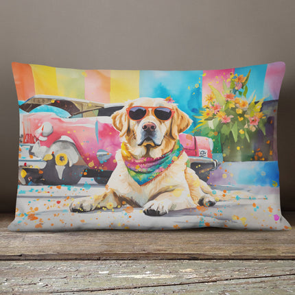 Yellow Labrador Hippie Dawg Throw Pillow