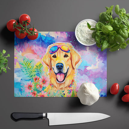 Yellow Labrador Hippie Dawg Glass Cutting Board