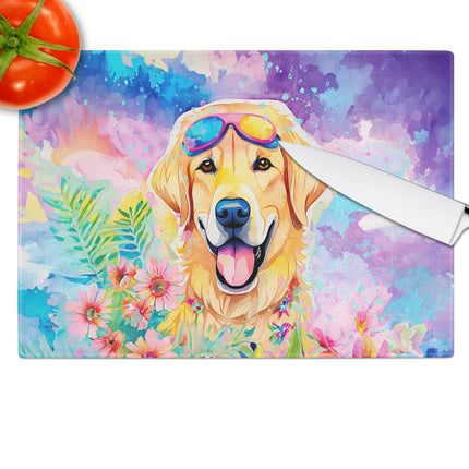Yellow Labrador Hippie Dawg Glass Cutting Board