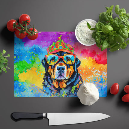 Rottweiler Hippie Dawg Glass Cutting Board