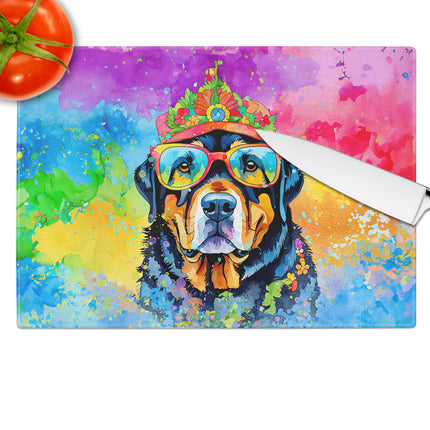 Rottweiler Hippie Dawg Glass Cutting Board