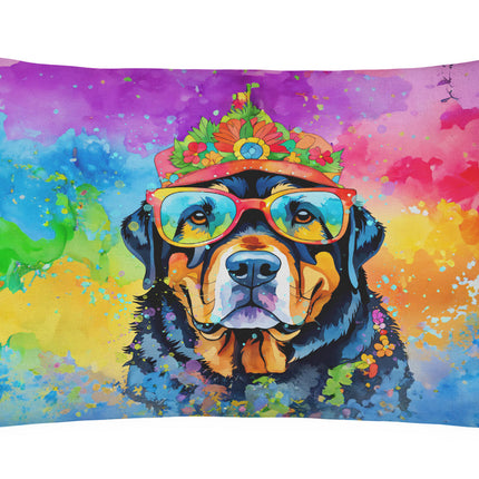Rottweiler Hippie Dawg Throw Pillow