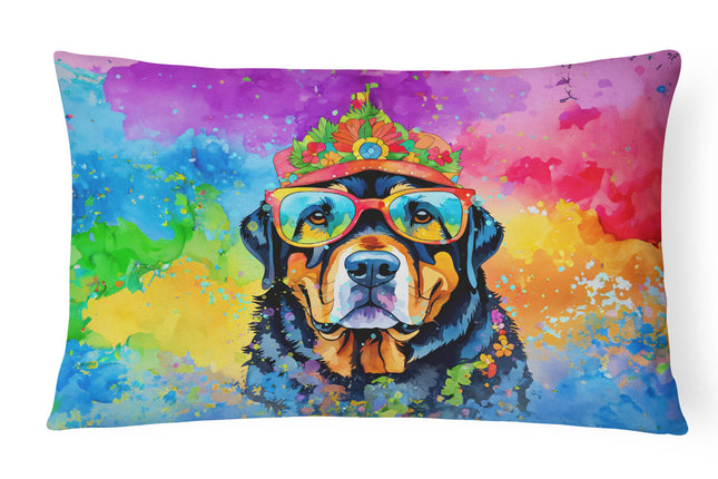 Rottweiler Hippie Dawg Throw Pillow