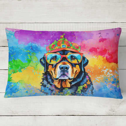 Rottweiler Hippie Dawg Throw Pillow