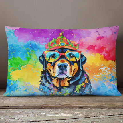 Rottweiler Hippie Dawg Throw Pillow