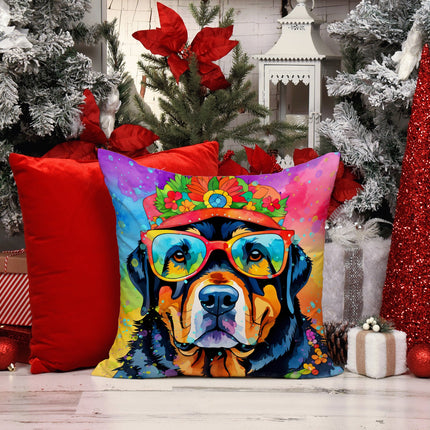 Rottweiler Hippie Dawg Throw Pillow
