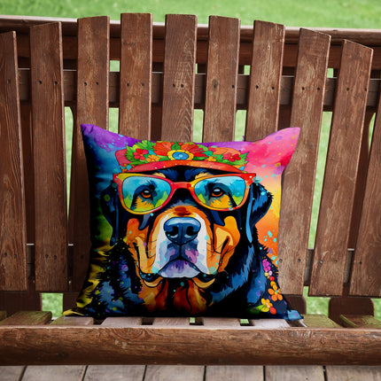 Rottweiler Hippie Dawg Throw Pillow