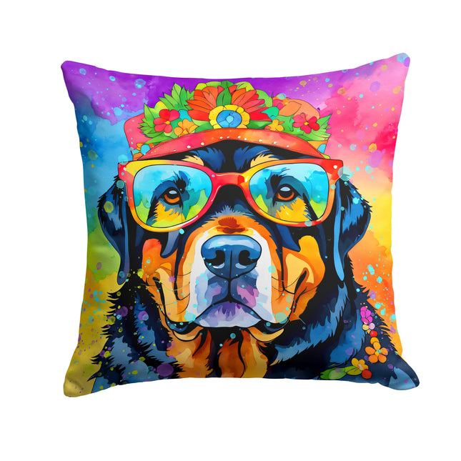 Rottweiler Hippie Dawg Throw Pillow