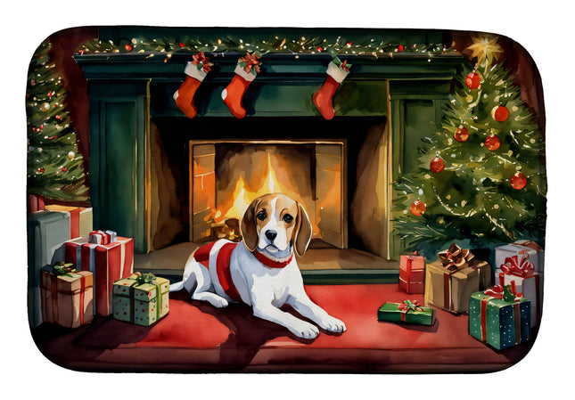 Beagle Cozy Christmas Dish Drying Mat