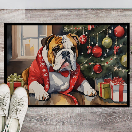 English Bulldog Cozy Christmas Doormat