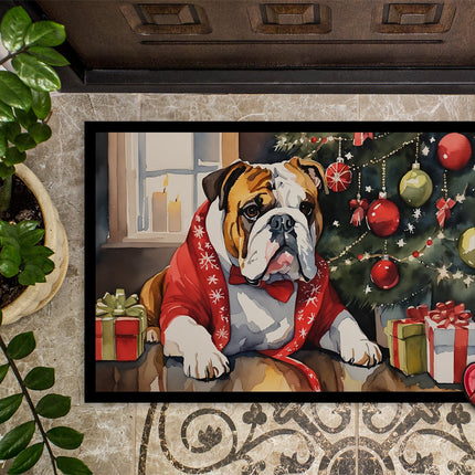 English Bulldog Cozy Christmas Doormat