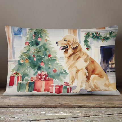 Golden Retriever Cozy Christmas Throw Pillow