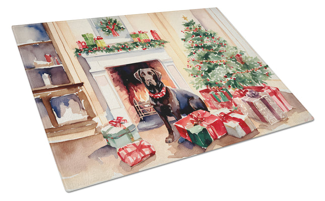 Labrador Retriever Cozy Christmas Glass Cutting Board