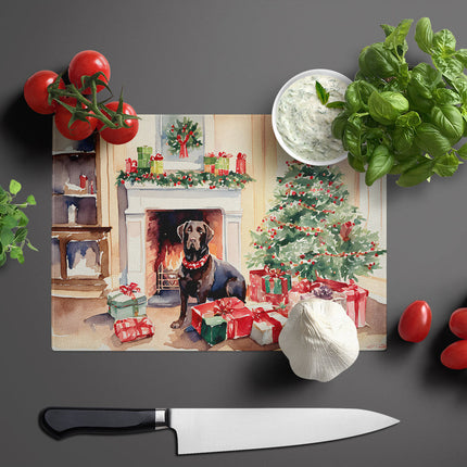 Labrador Retriever Cozy Christmas Glass Cutting Board