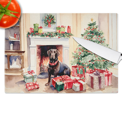 Labrador Retriever Cozy Christmas Glass Cutting Board