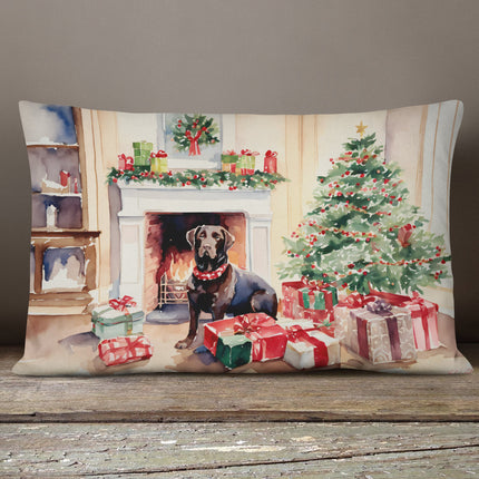Labrador Retriever Cozy Christmas Throw Pillow