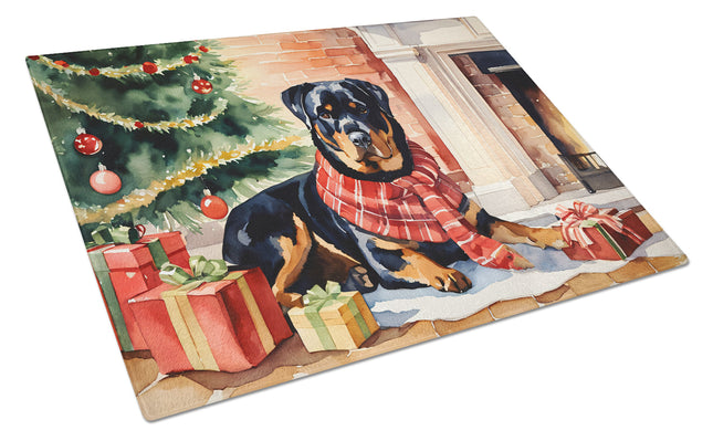 Rottweiler Cozy Christmas Glass Cutting Board