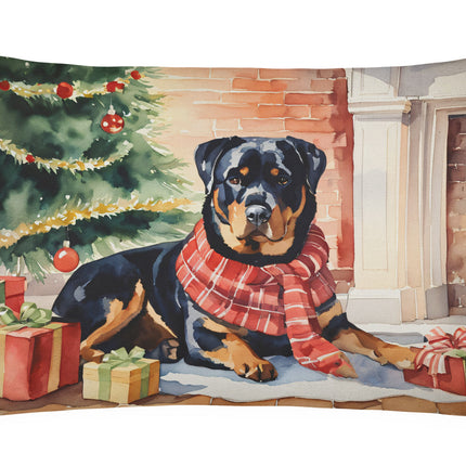 Rottweiler Cozy Christmas Throw Pillow