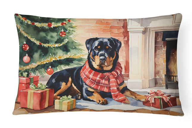 Rottweiler Cozy Christmas Throw Pillow