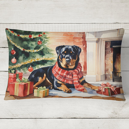 Rottweiler Cozy Christmas Throw Pillow
